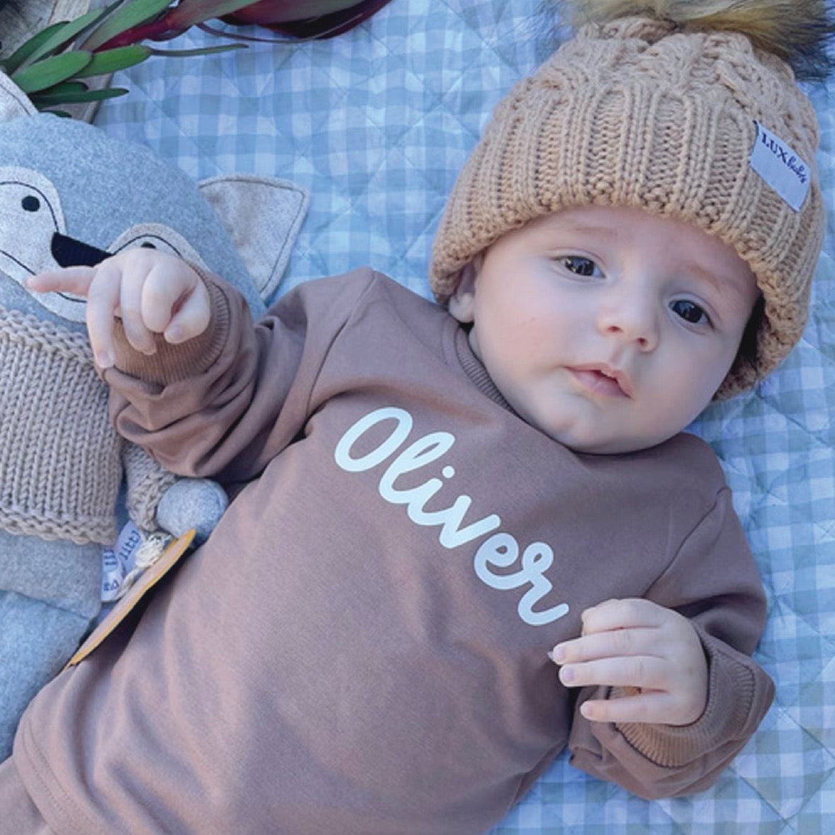 Personalised Baby Tracksuit (Mocha)