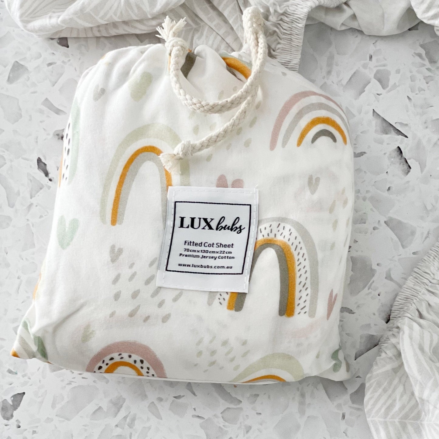 Cotton Jersey Cot Sheet - Rainbow
