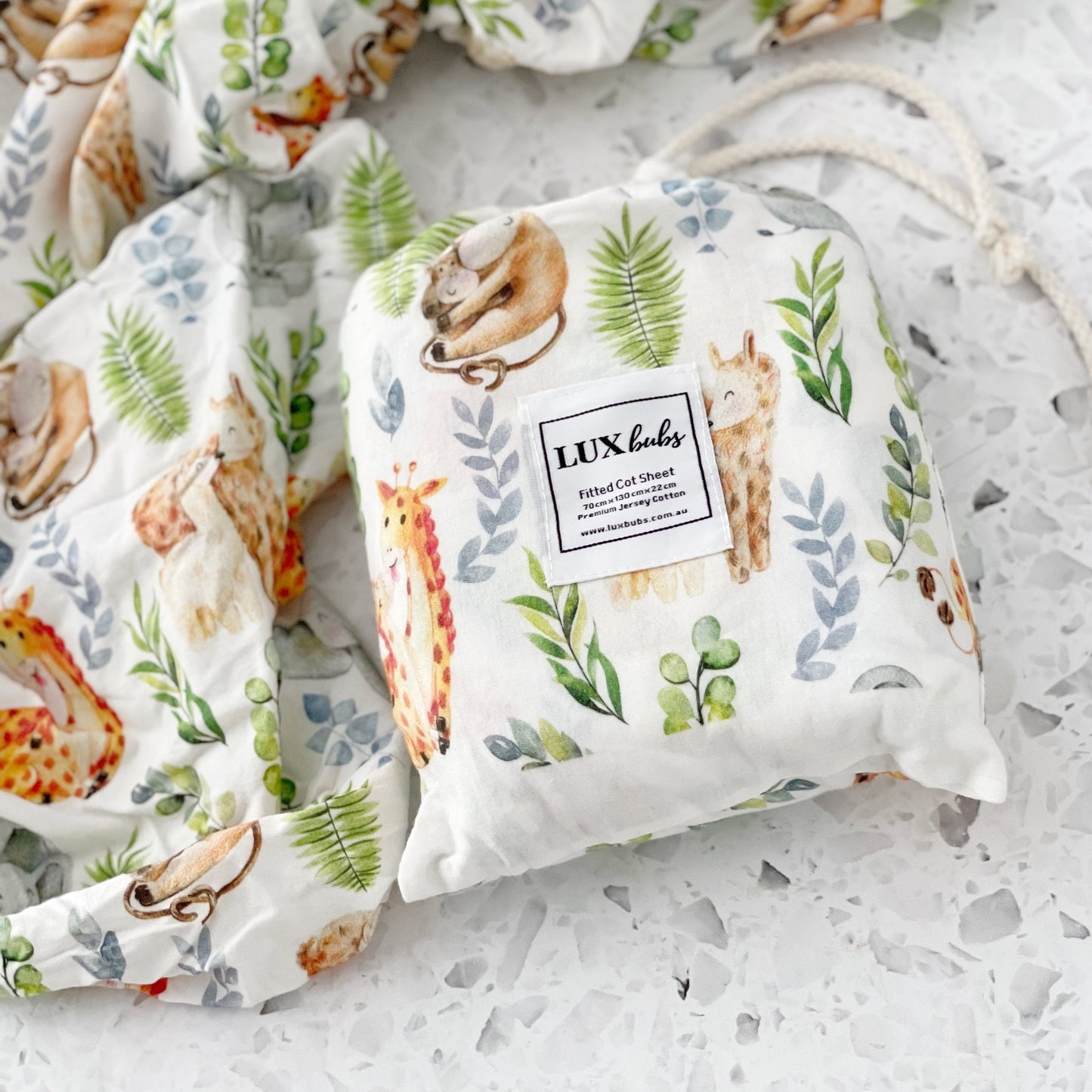 Cotton Jersey Cot Sheet - Safari