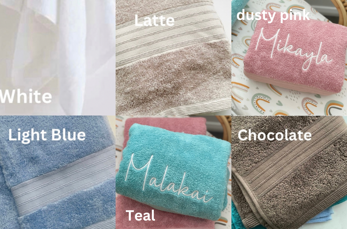 Personalised Bath Towels (CHOOSE COLOUR)