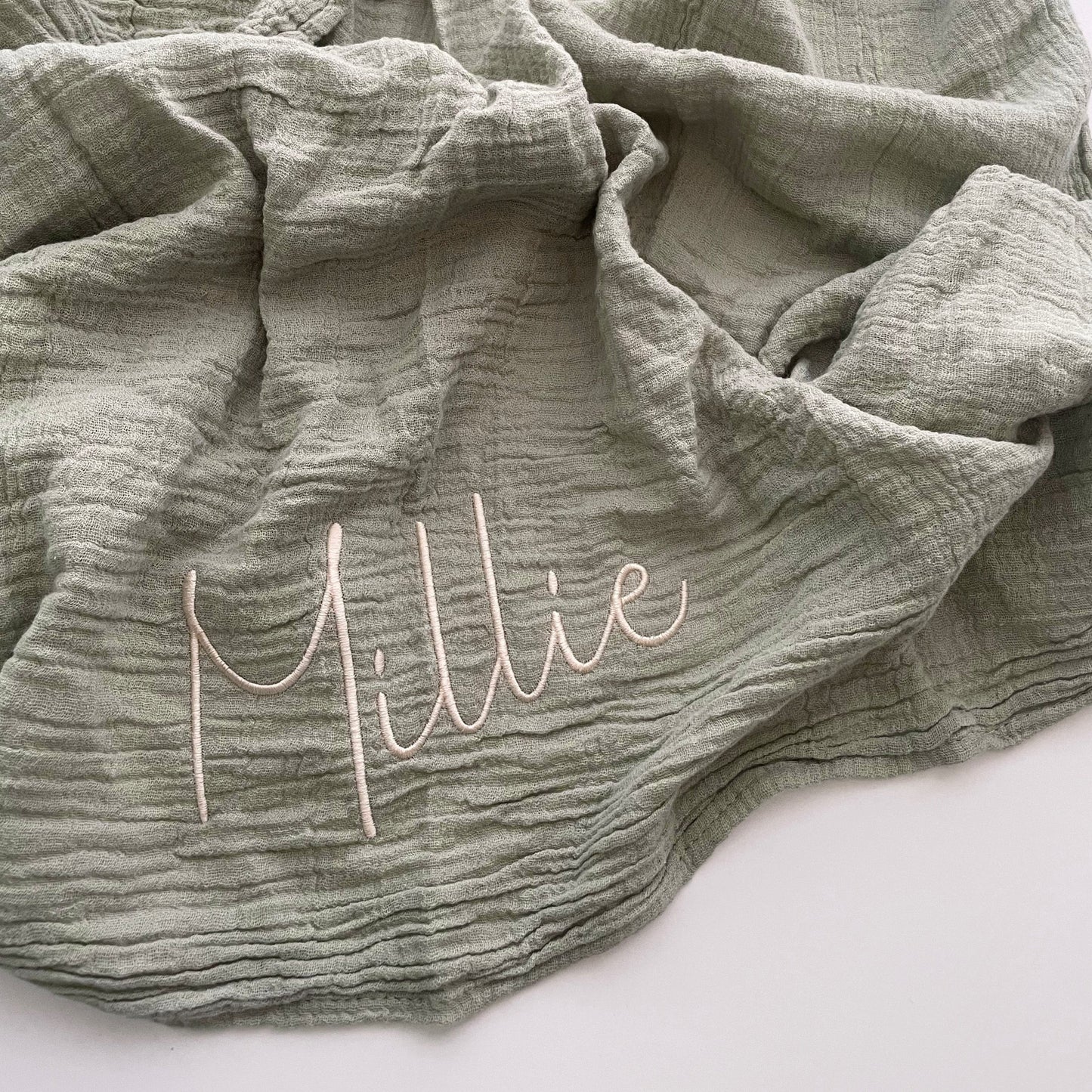 Muslin Baby Name Blanket (Choose colour)