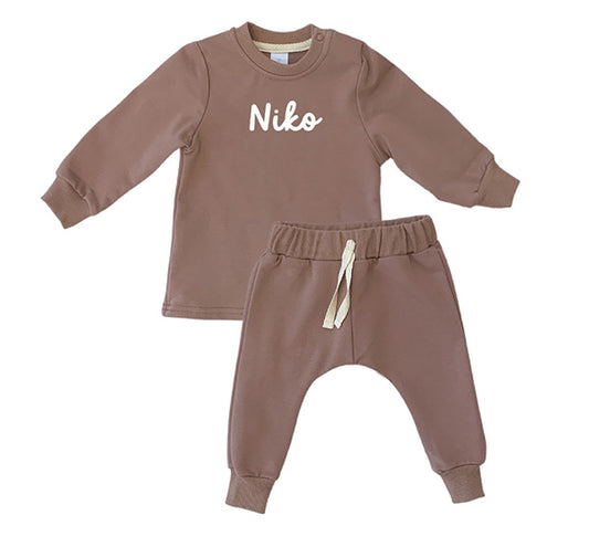 Personalised Baby Tracksuit (Mocha)